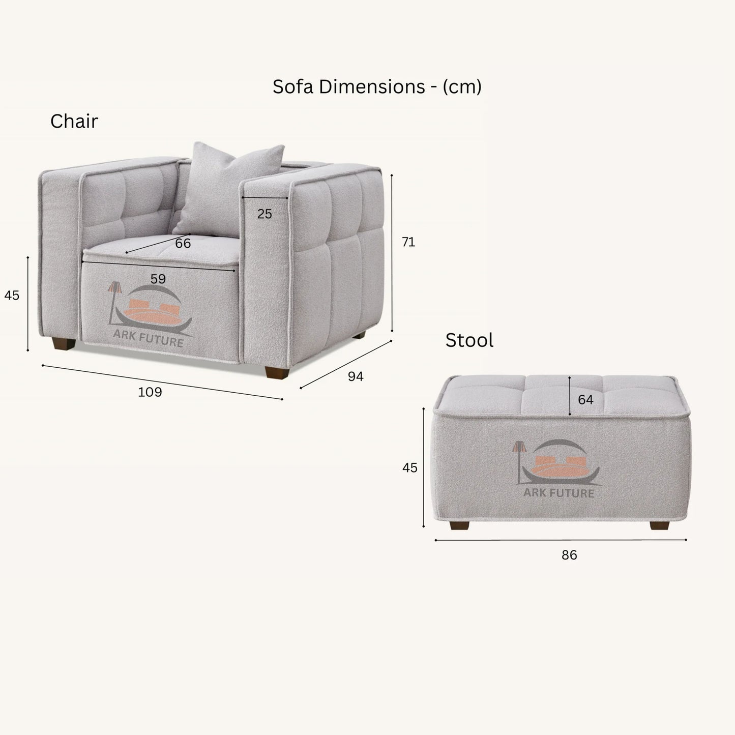 Murray Modular Sofa Set in Putty Boucle with Removable Cushions
