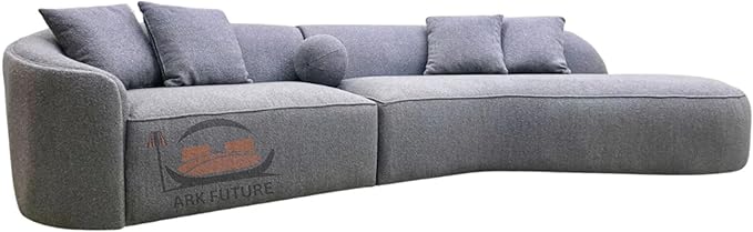 Modern Pebble Boucle Curved Sectional Sofa – Upholstered 3-Seater Sofa