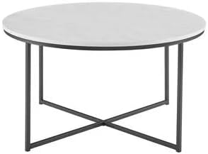 ALISSA 30" Round Marble MDF & Metal Coffee Table β Multi-Functional Storage