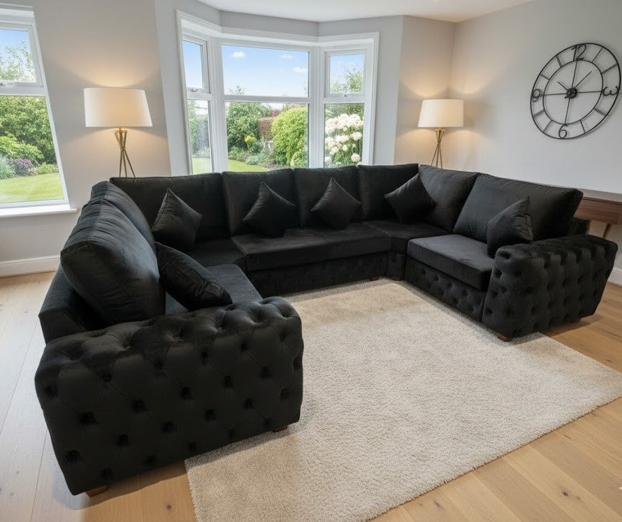 Frankfurt U Shape Sofa in Plush Velvet Fabric