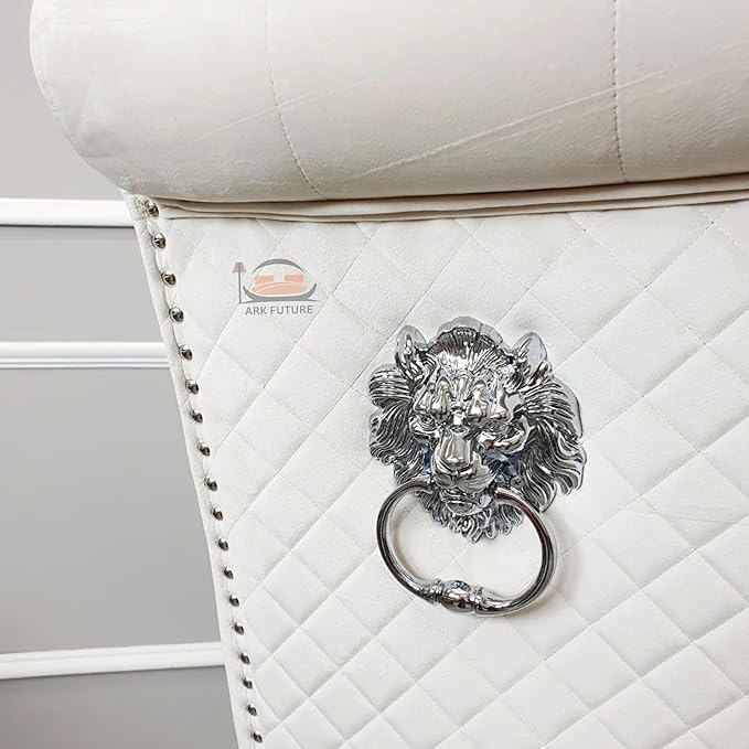 Emma Velvet Dining Chair - Button-Tufted with Chrome Legs & Lion Knocker