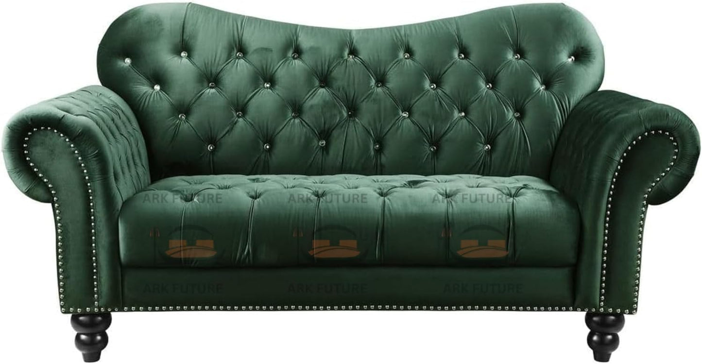 Siena Italian Chesterfield Green Velvet Sofa – Tufted Luxury for Living Room, Bedroom & Office
