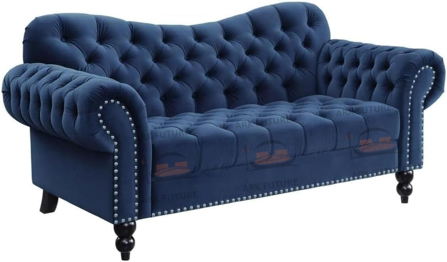 Siena Italian Chesterfield Blue Velvet Sofa – Tufted, Luxurious & Comfortable