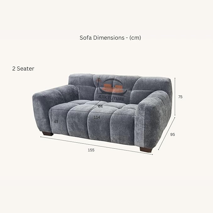 Harlem Sofa Range, Luxurious Steel Velvet Sofa (2 Seater )