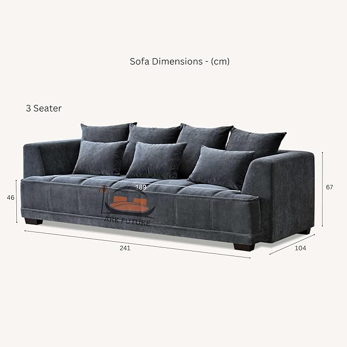 Gramercy 3-Seater Sectional Sofa in Luxurious Steel Velvet, Modern Upholstered Comfort