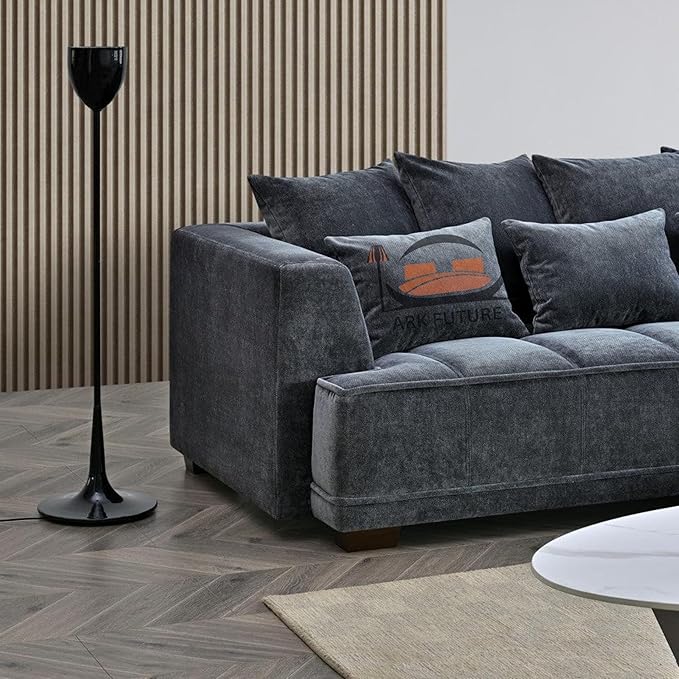 Gramercy 3-Seater Sectional Sofa in Luxurious Steel Velvet, Modern Upholstered Comfort