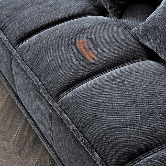 Gramercy 2-Seater Sectional Sofa in Luxurious Steel Velvet for Living Room