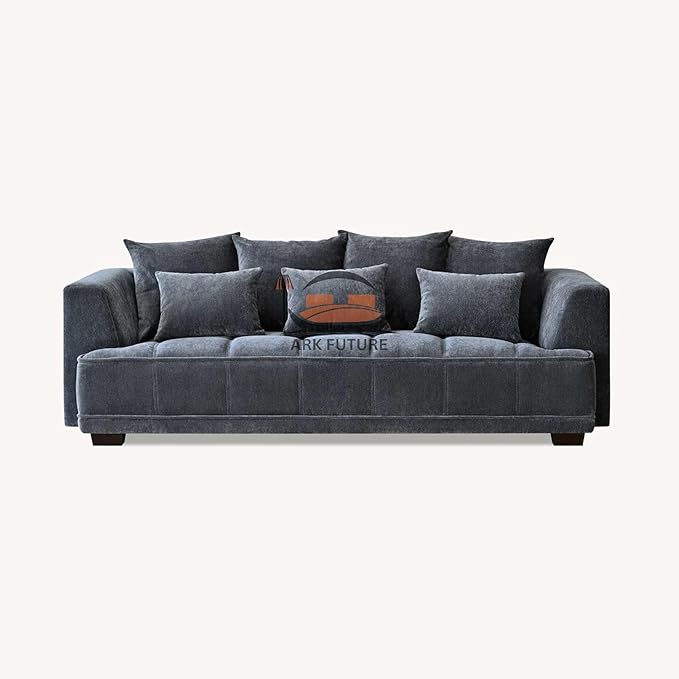 Gramercy 3-Seater Sectional Sofa in Luxurious Steel Velvet, Modern Upholstered Comfort