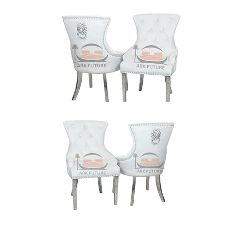 Megan Ring Velvet Dining Chairs, Set of 4 - Lion Knocker Design, Chrome Legs
