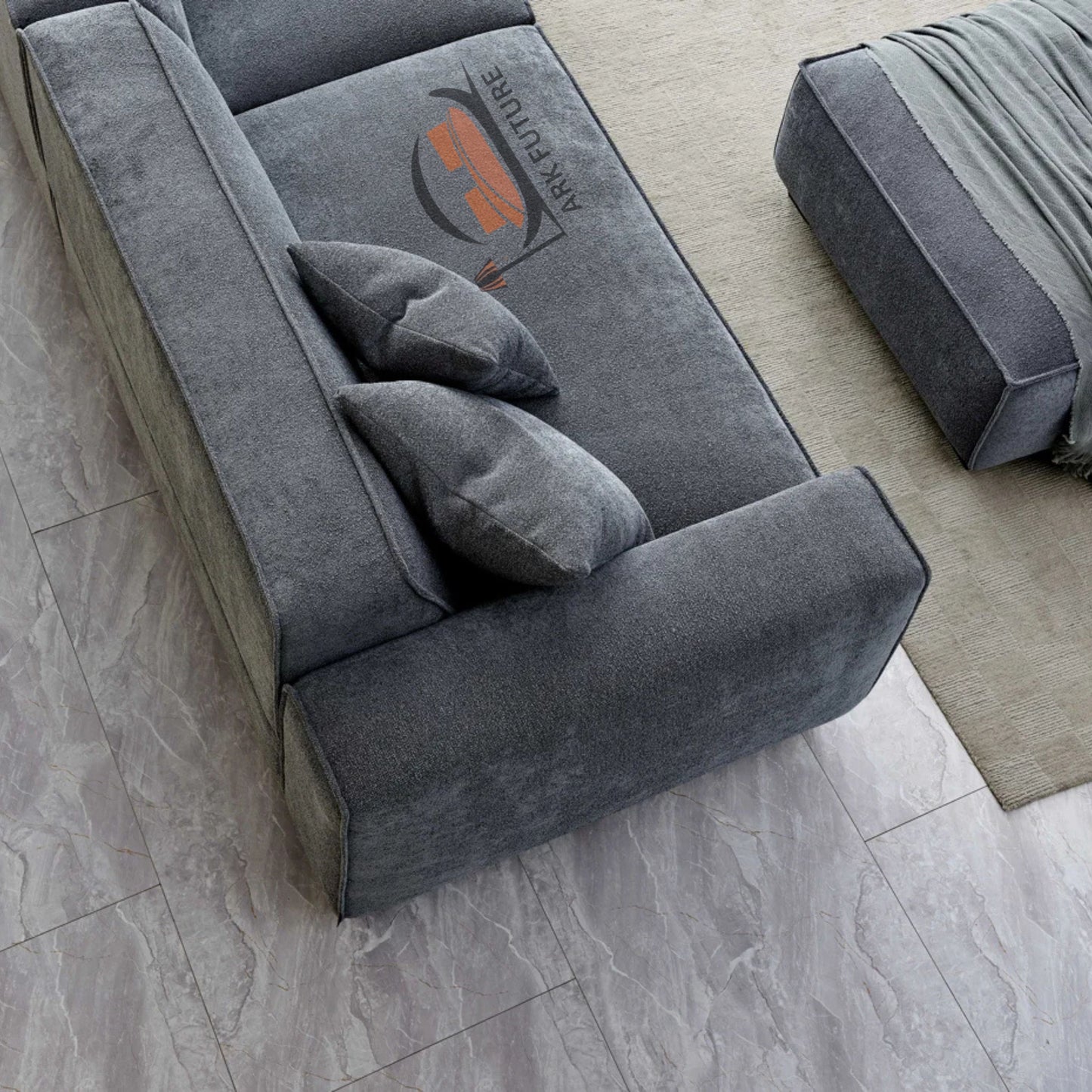 Dakota 4-Seater Sofa with Chaise, Modern Boucle Upholstery (Charcoal)