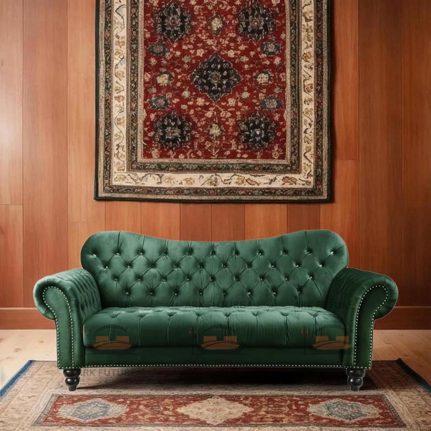 Siena Italian Chesterfield Green Velvet Sofa – Tufted Luxury for Living Room, Bedroom & Office