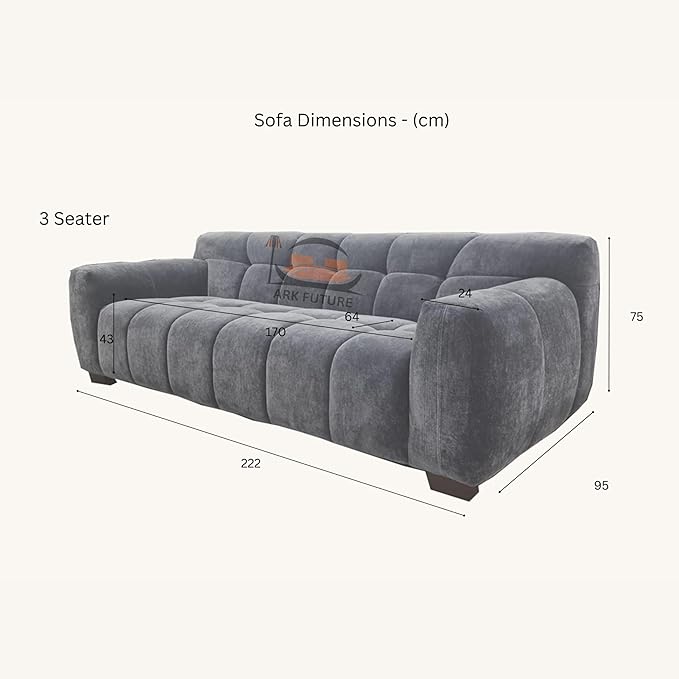 Harlem Sofa Range, Luxurious Steel Velvet Sofa (3 Seater)