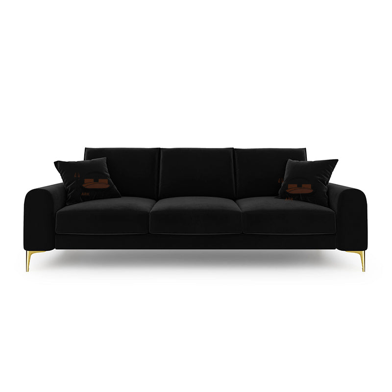 Madara Black 3 Seater Sofa in Plush Velvet Fabric