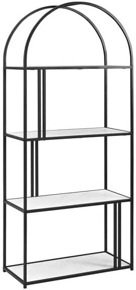 Arched 4-Shelf Bookcase, 68cm Metal & Wood, Modern Industrial Design for Living Room, Office, or Library