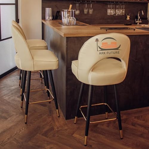 Astra Cream Leather Barstool Swivel Chair - Modern Adjustable Height