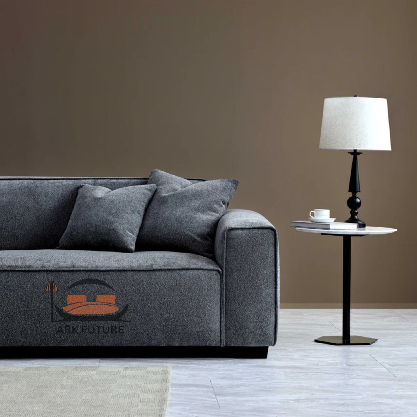 Dakota 4-Seater Sofa with Chaise, Modern Boucle Upholstery (Charcoal)