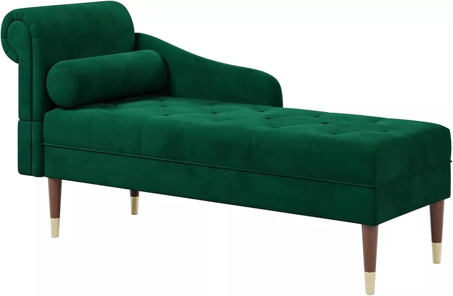 Velvet Chaise with Left Armrest Sofa & Lumbar Pillow – Modern Upholstered Chair