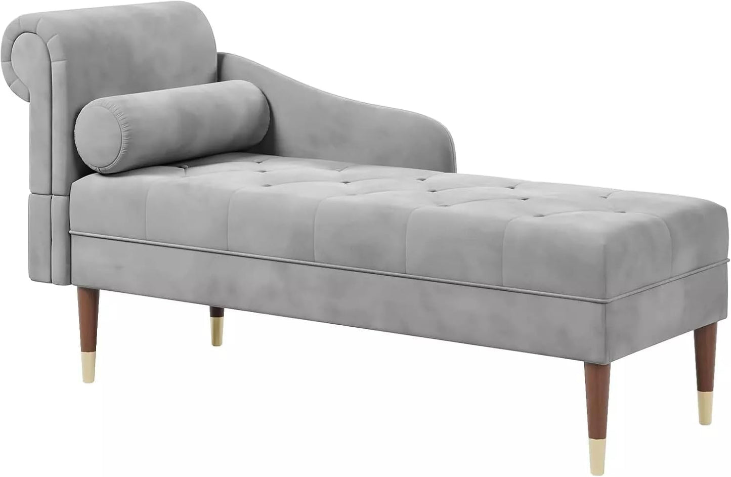 Velvet Chaise with Left Armrest Sofa & Lumbar Pillow – Modern Upholstered Chair