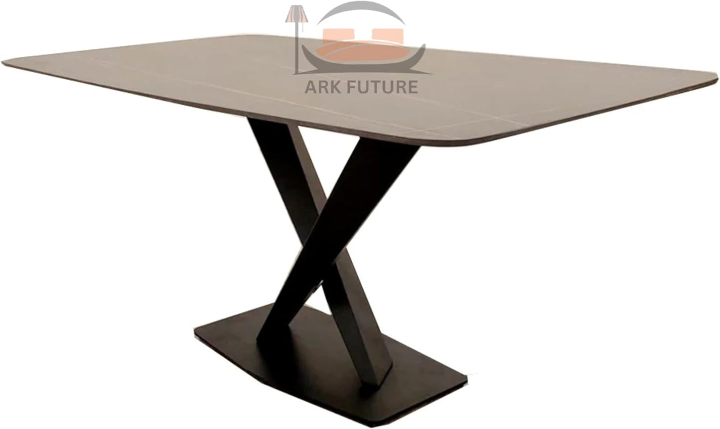 Venus 1.6M Dining Table, Black Stone Top, Chrome Legs