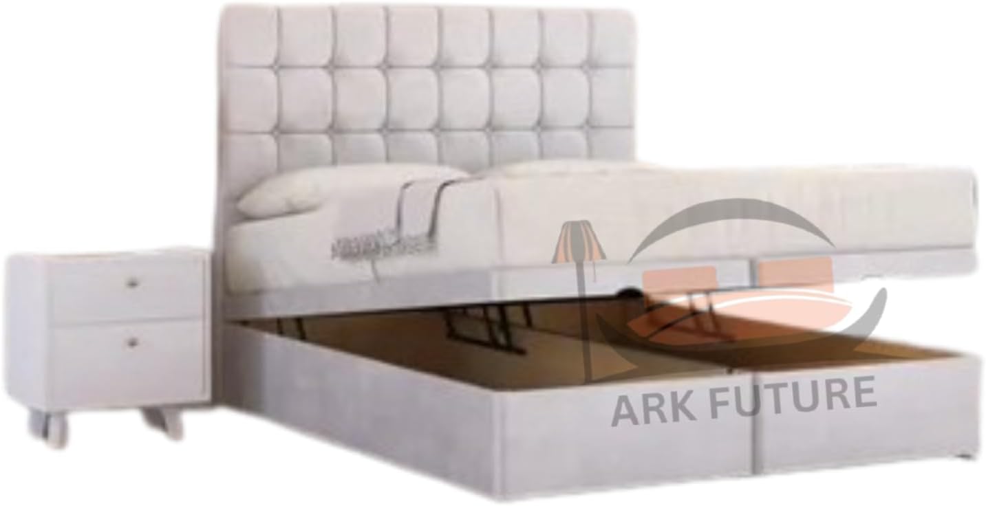 Sloomy Plush Fabric Ottoman Bed Frame with 26" Headboard and Storage