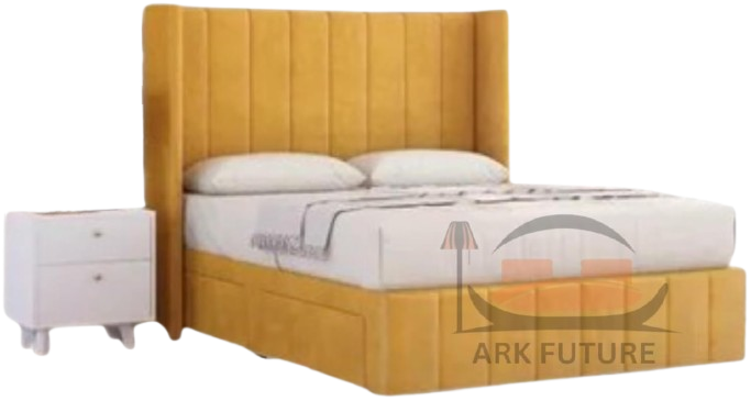 Haven Upholstered Wingback Bed Frame with 2 Storage Drawers & 54" Headboard in Plush Velvet