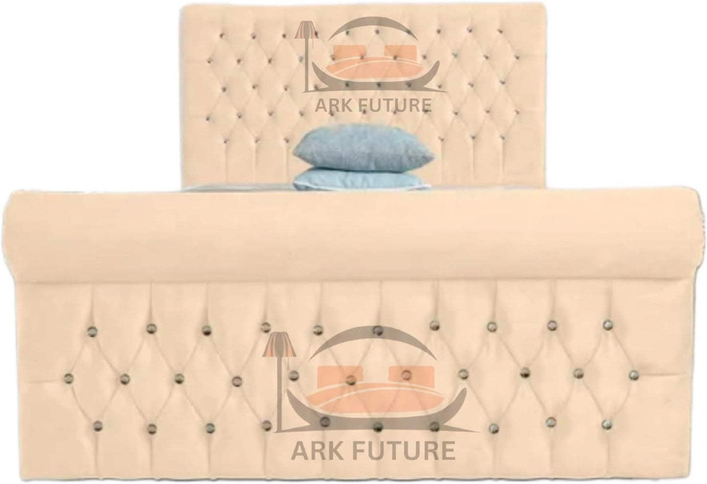Aveline Upholstered Bed Frame with Velvet or Fabric Finish