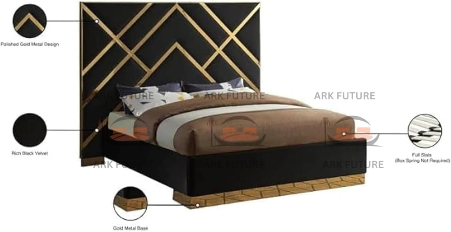 Serena Upholstered Bed Frame with Stylish Headboard, Sturdy Wooden Legs, Modern