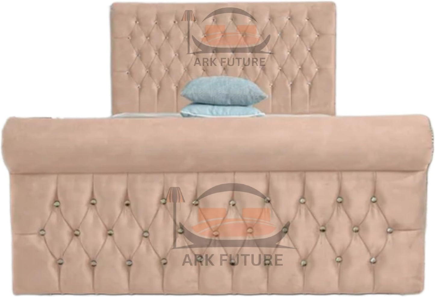 Aveline Upholstered Bed Frame with Velvet or Fabric Finish