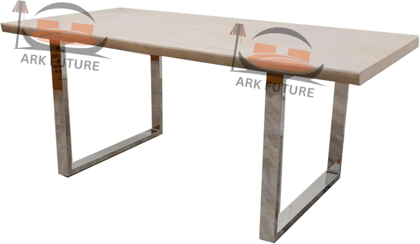 Freya 1.8 Dining Table – Solid Light Pine Wood & Chrome Legs