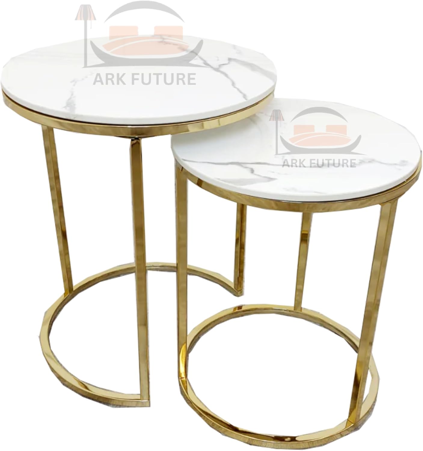 Cato Nest of 2 Tall End Tables with Polar White Sintered Stone Tops
