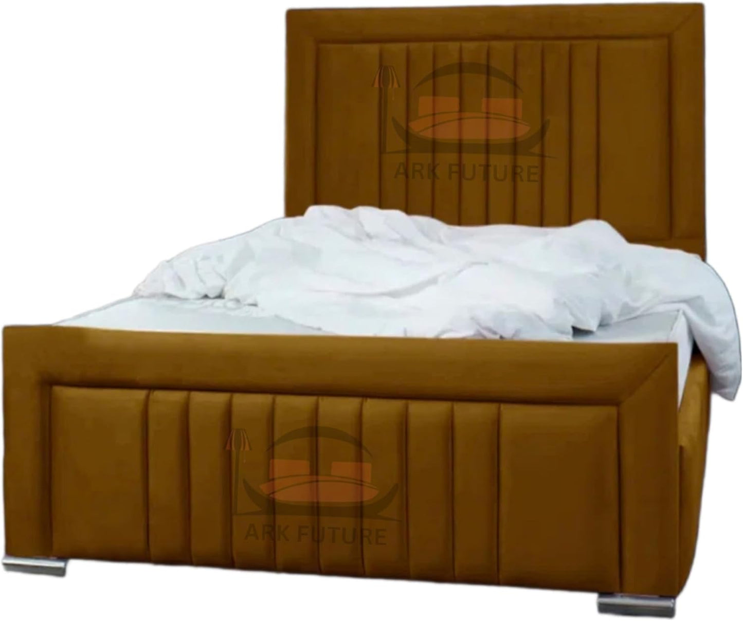 Dean Sand Upholstered Bed Frame – Modern Design, Sturdy Wood, Padded Headboard