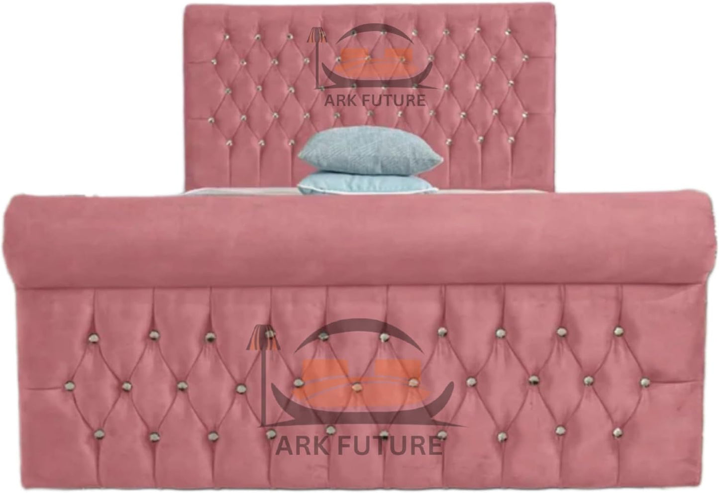 Aveline Upholstered Bed Frame with Velvet or Fabric Finish