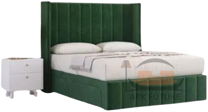 Haven Upholstered Wingback Bed Frame with 2 Storage Drawers & 54" Headboard in Plush Velvet