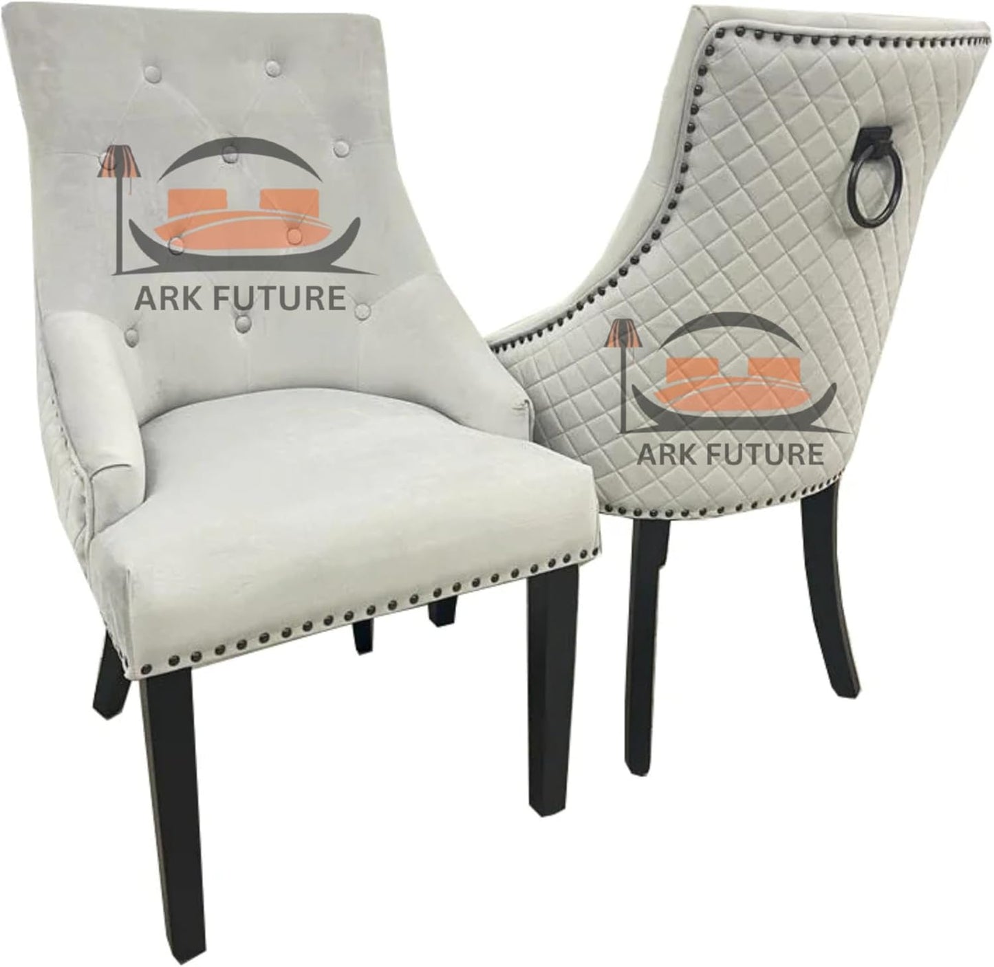 Bentley Luxury Velvet Dining Chairs β Black Legs, Lion Knocker