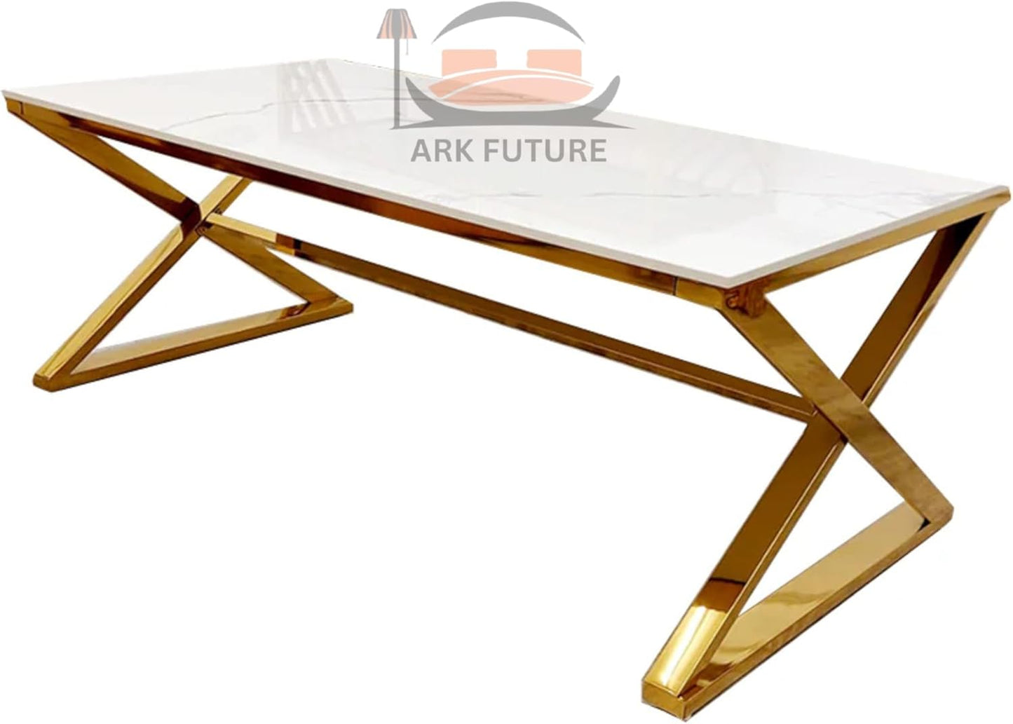 Zion Gold Lamp Table with White Sintered Stone Top