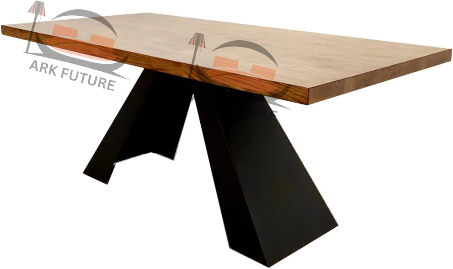 Axel 1.8m Pine Wood Dining Table with Black Metal Legs