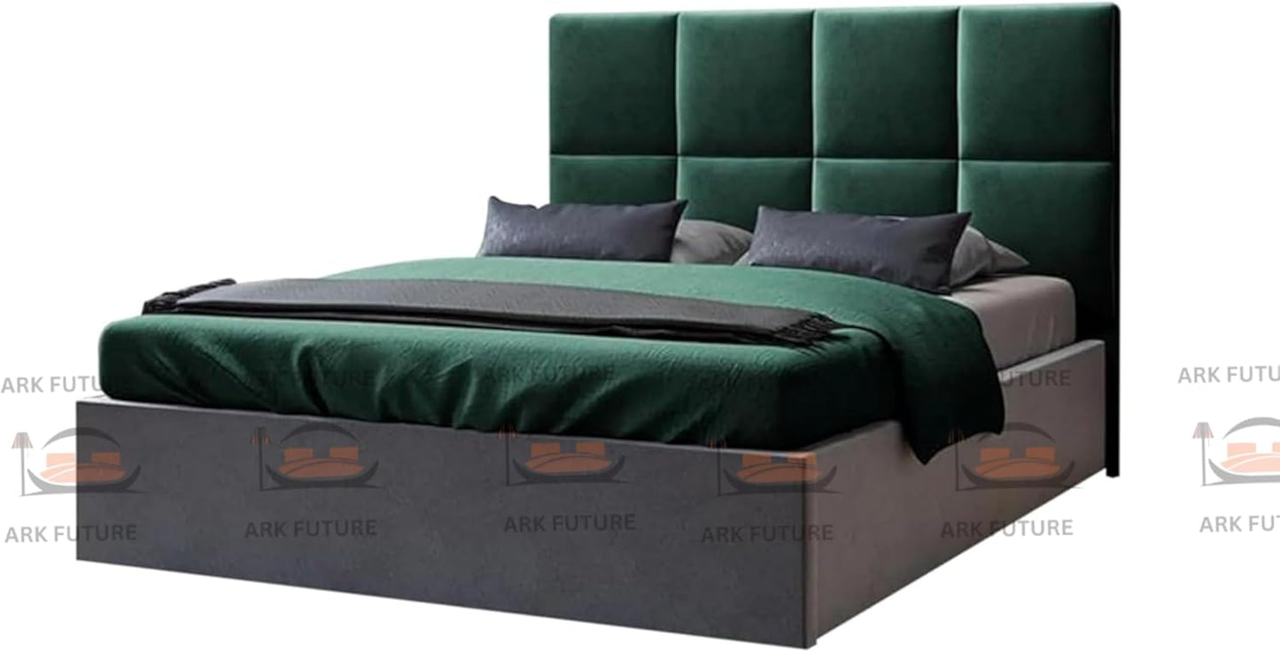Atlanta Bed Frame – Square Headboard, Plush Velvet, Durable Wood