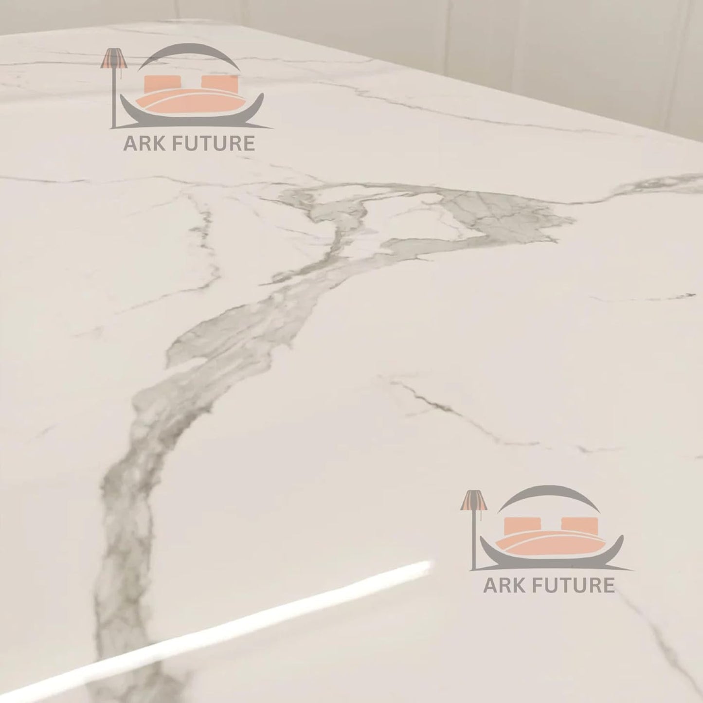 Valeo Gold 1.8 Dining Table – Modern White Stone Top with Elegant Gold Base