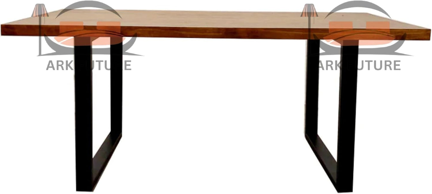 Freya 1.8 Dining Table β Solid Dark Pine Wood & Matt Black Metal Legs