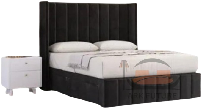 Haven Upholstered Wingback Bed Frame with 2 Storage Drawers & 54" Headboard in Plush Velvet