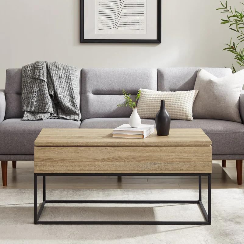 Wood & Metal Lift-Top Coffee Table β Rustic Modern with Adjustable Height