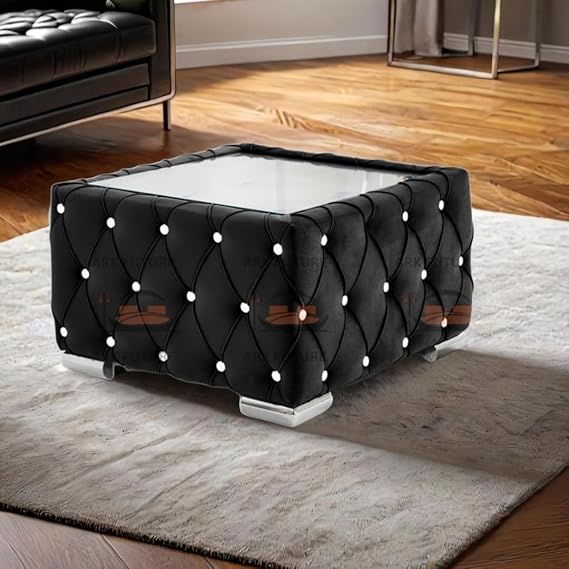 Vero Plush Velvet Diamond Square Foot Stool