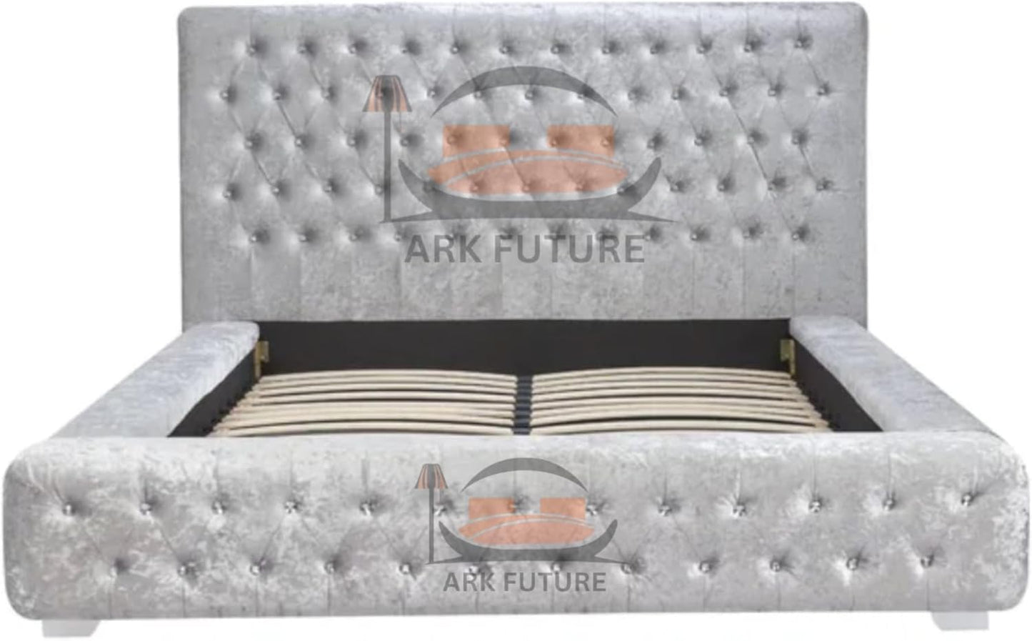 Geneva Crushed Velvet Tufted Bed Frame with Headboard
