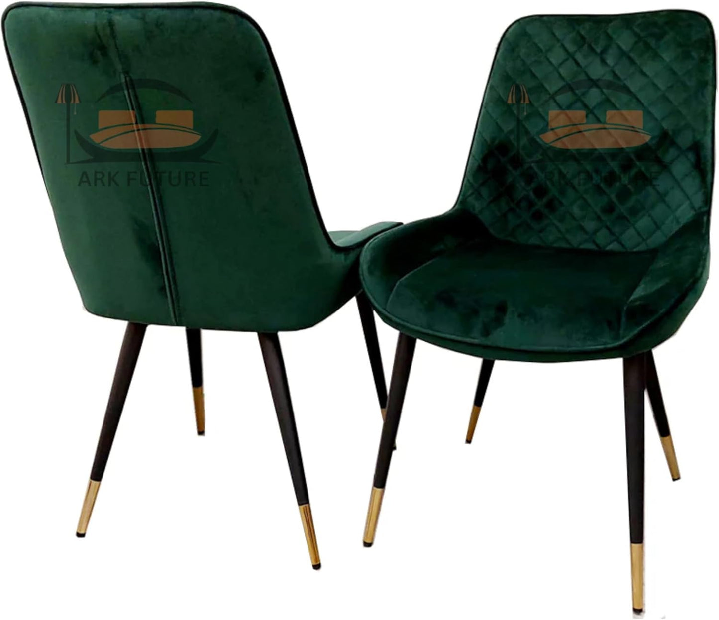 Luna Plush Velvet Dining Chairs – Set of 2, Teal with Metal Legs