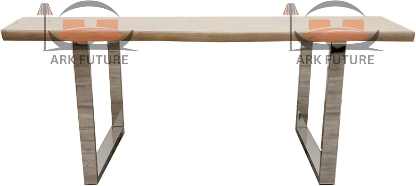 Freya 1.8 Dining Table – Solid Light Pine Wood & Chrome Legs