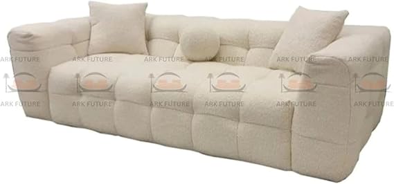 Amsterdam Teddy Bouclé Bubble Fabric 3-Seater Sofa with Chunky Cube