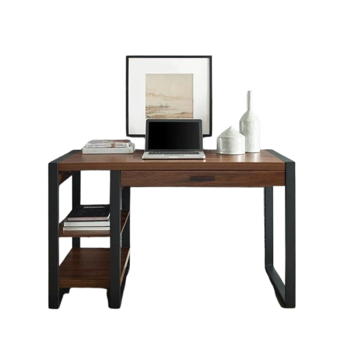 48-Inch Dark Walnut Computer Desk with Drawer & Keyboard Tray