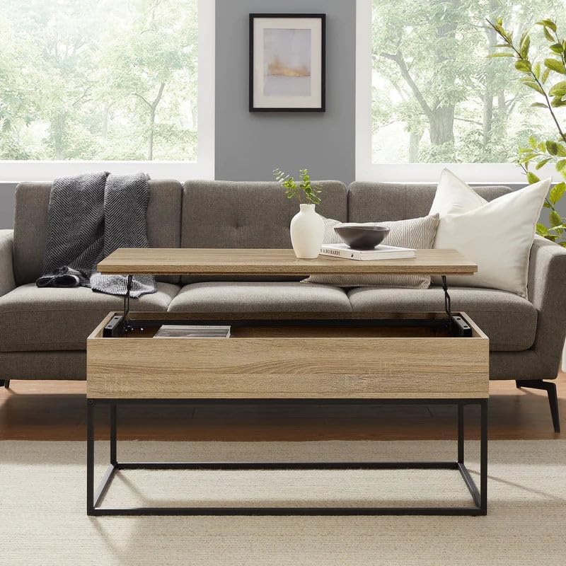 Wood & Metal Lift-Top Coffee Table β Rustic Modern with Adjustable Height