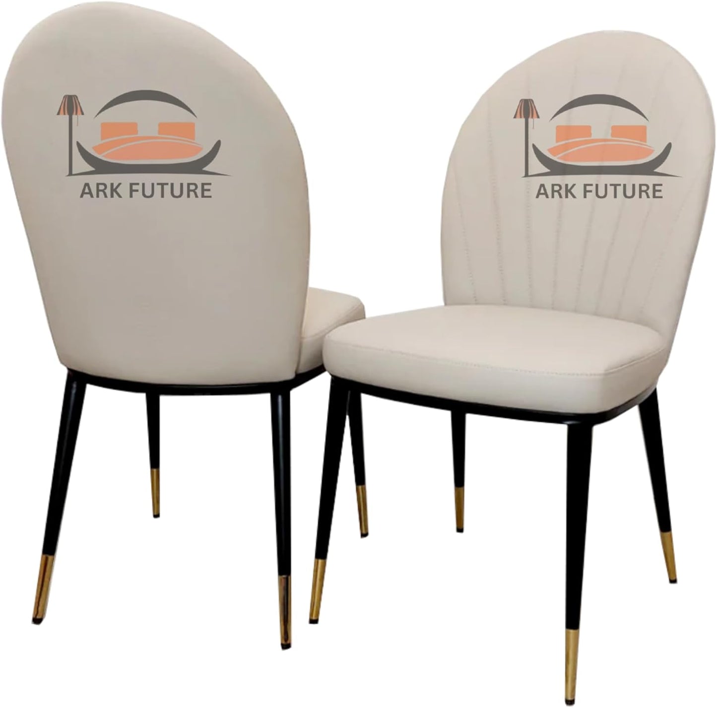 Set of 2 Etta PU Leather Dining Chairs β Spade Backrest, Metal Legs, Upholstered