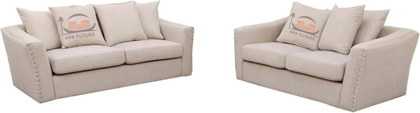 Giggle 3 Plus 2 Seater Sofa in Cream Plush Velvet Fabric